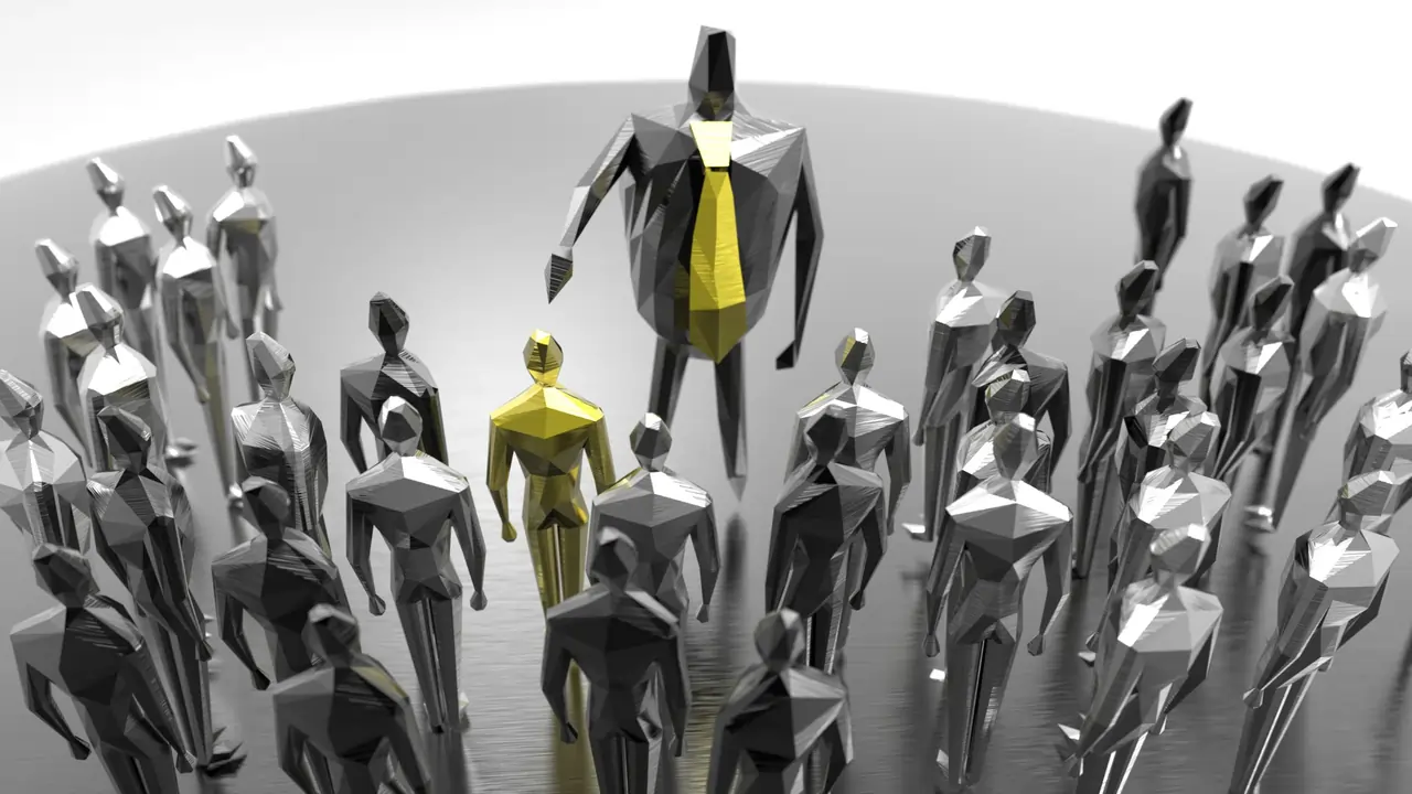 abstract illustration of nkr identifying top talent from a diverse pool of candidates for strategic hiring